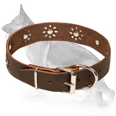 Decorated Leather German Shepherd Collar