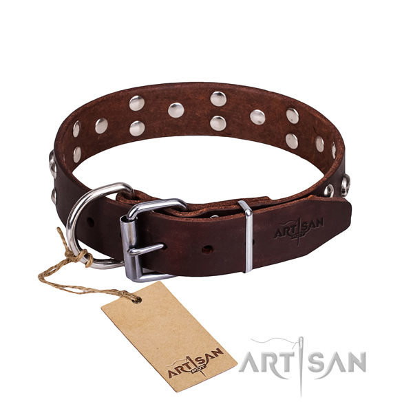 Leather dog collar with thoroughly polished edges for comfy everyday outing