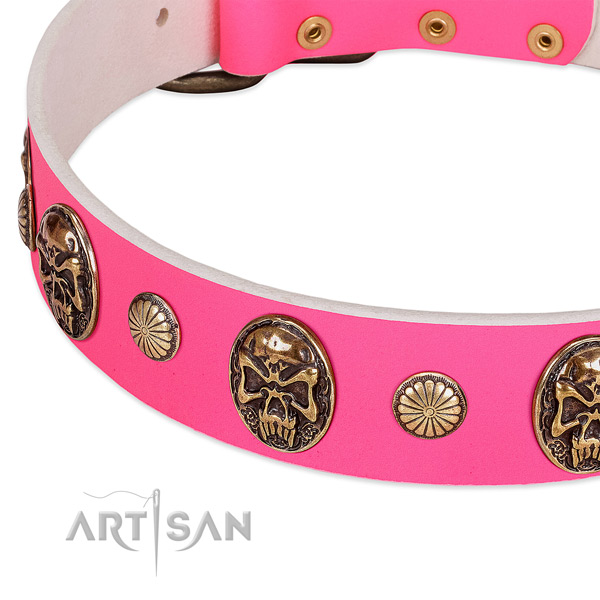 Durable buckle on full grain genuine leather dog collar for your pet