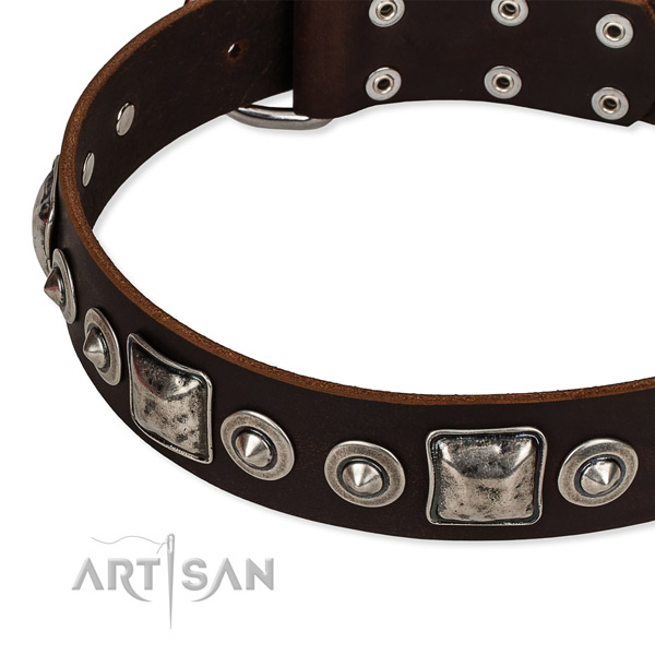 Soft full grain leather dog collar handcrafted for your lovely canine