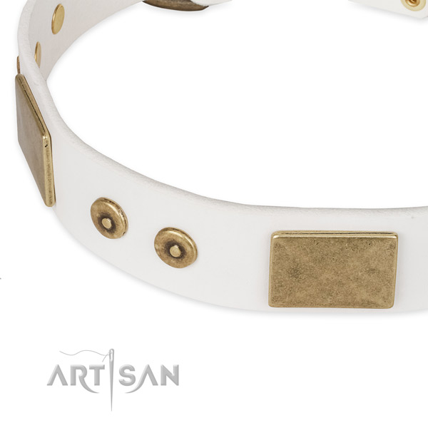 Durable studs on full grain genuine leather dog collar for your dog