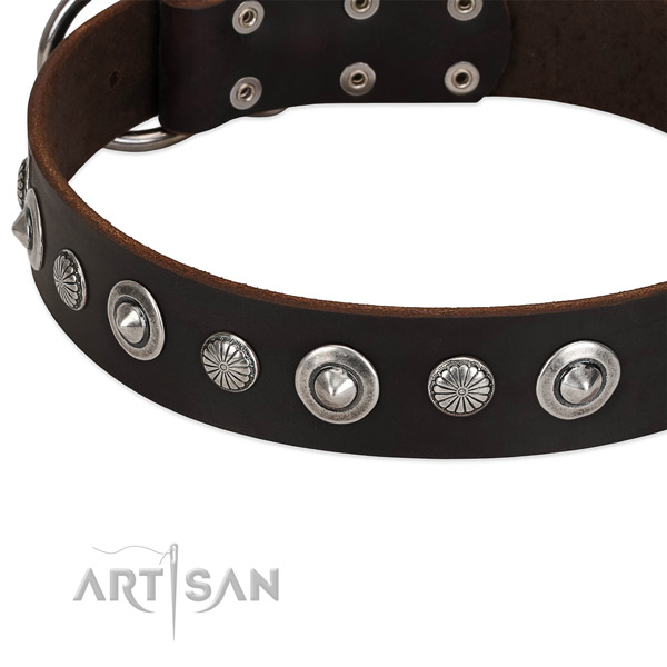 Awesome studded dog collar of best quality full grain natural leather