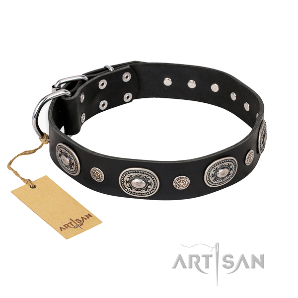 Top rate genuine leather collar handcrafted for your dog