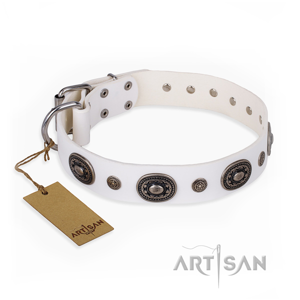 Soft full grain leather collar handcrafted for your four-legged friend