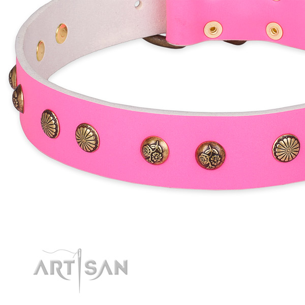 Remarkable full grain genuine leather collar for your lovely doggie