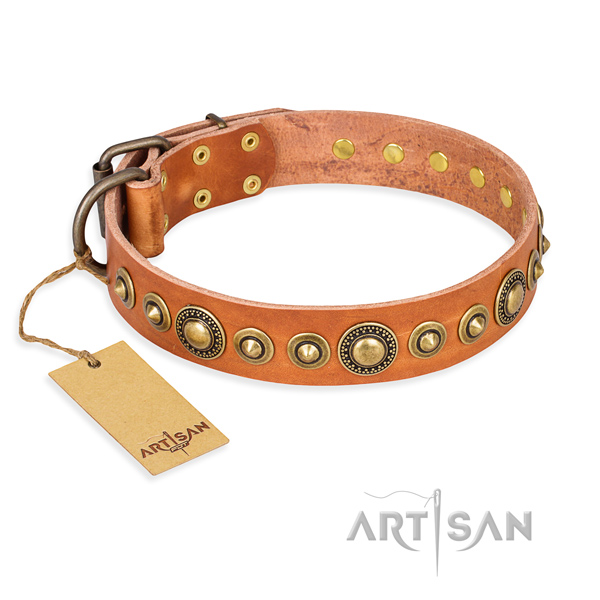 Strong full grain genuine leather collar handcrafted for your pet