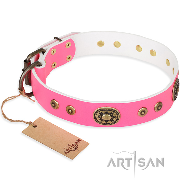Full grain leather dog collar made of top notch material with rust resistant fittings