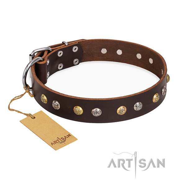 Comfy wearing unique dog collar with rust resistant traditional buckle