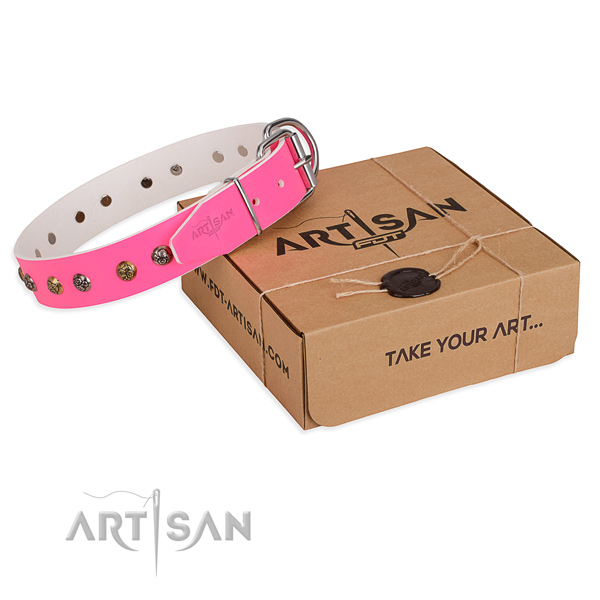 Easy wearing dog collar with Extraordinary corrosion proof embellishments
