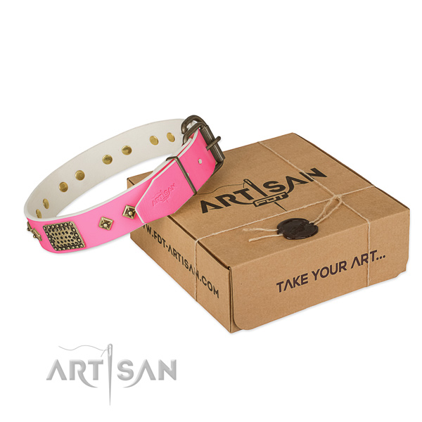 Strong D-ring on dog collar for comfortable wearing