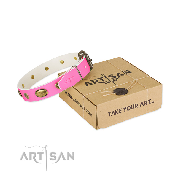 Handcrafted natural leather collar for your handsome pet