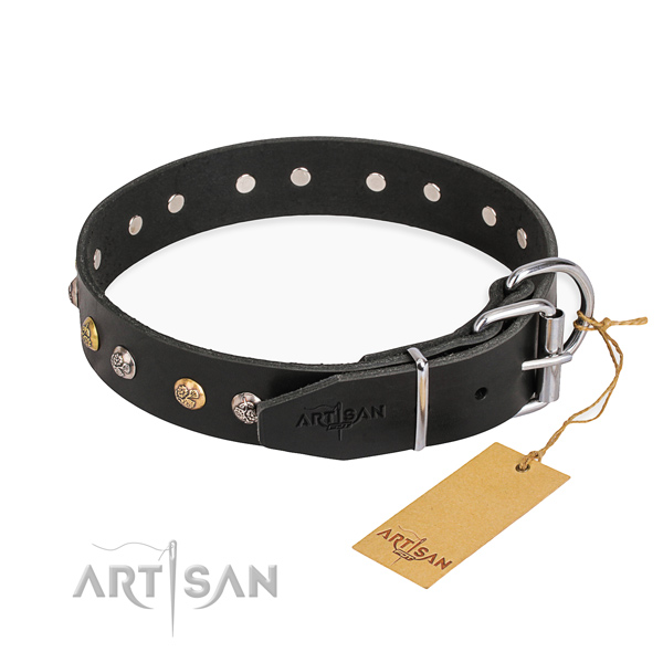 Top rate genuine leather dog collar created for easy wearing
