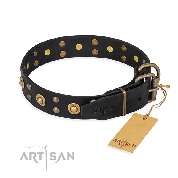 Durable fittings on full grain leather collar for your impressive doggie