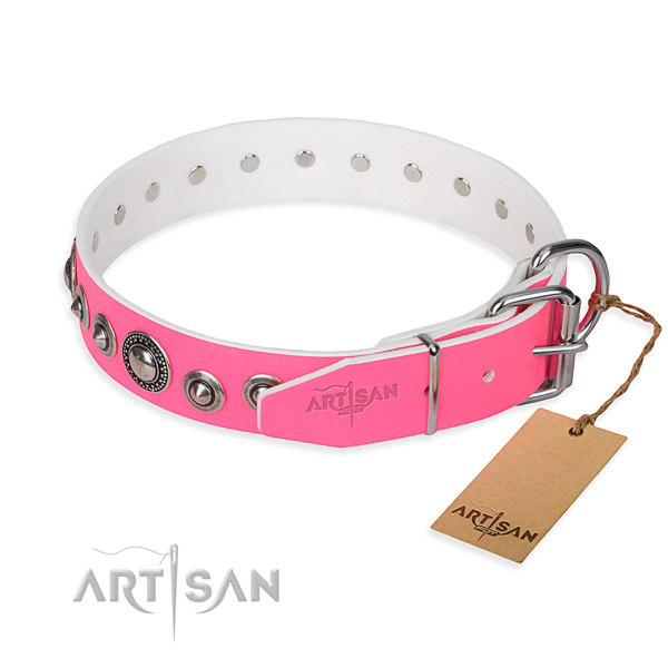 Leather dog collar made of best quality material with strong decorations