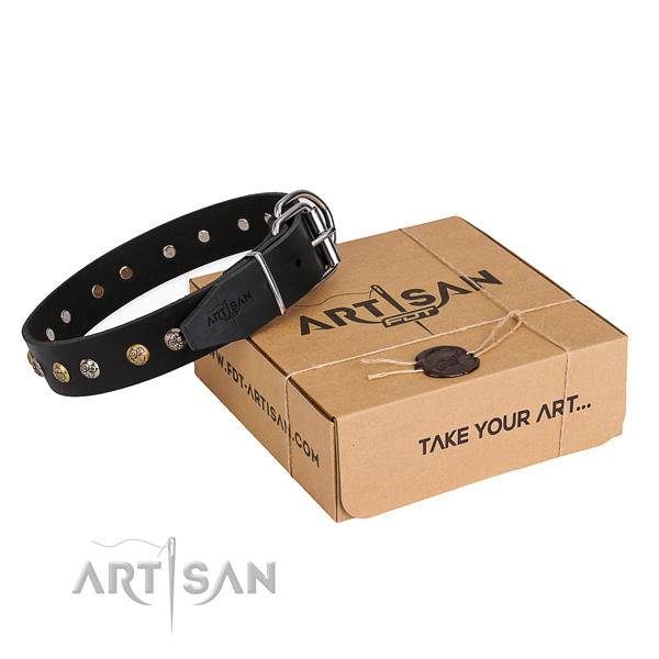 Soft to touch leather dog collar handcrafted for everyday walking