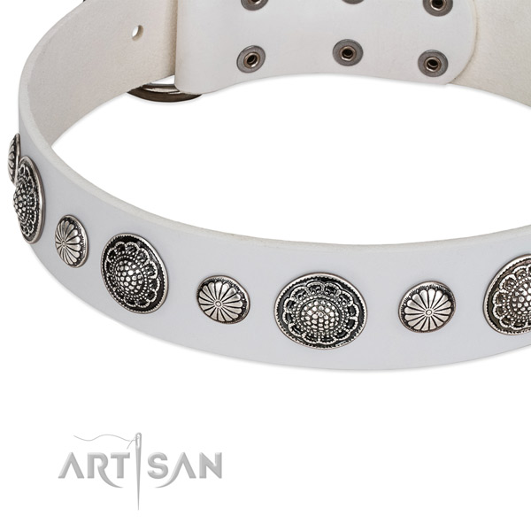 Full grain genuine leather collar with durable D-ring for your stylish pet