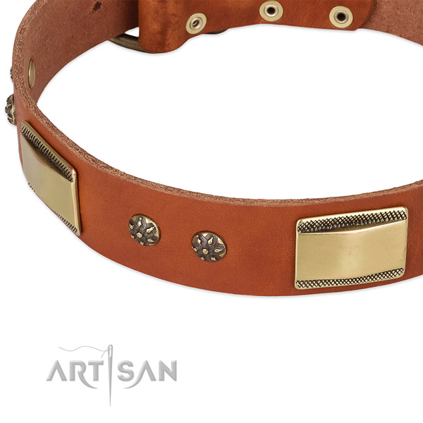 Corrosion proof hardware on leather dog collar for your doggie