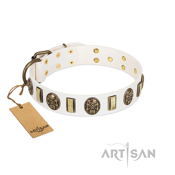 Top quality full grain natural leather dog collar for handy use