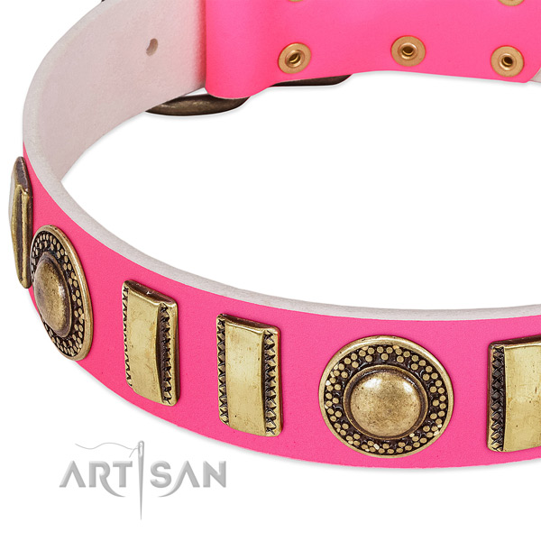 Gentle to touch genuine leather dog collar for your beautiful four-legged friend