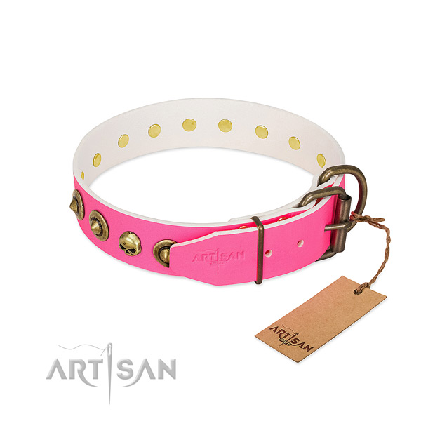 Full grain natural leather collar with inimitable studs for your canine