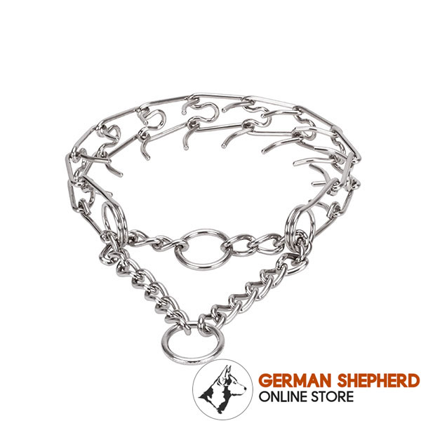 Rust resistant stainless steel prong collar for ill behaved dogs