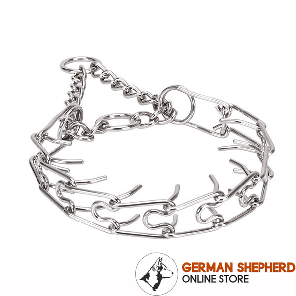 Corrosion resistant stainless steel dog prong collar with removable links