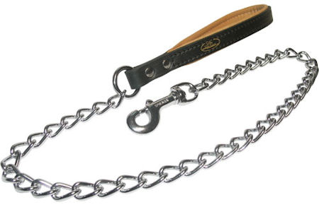 Exclusive Chain German Shepherd Leash with Nappa Padded Handle