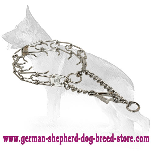 Durable Chrome Plated Pinch Prong Collar with Swivel and Snap Hook - 1/11 inch (2.25 mm)