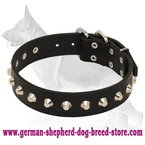 Gorgeous Daily Elegance Leather Collar with Silver-like Cones