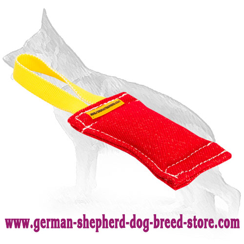 Training French Linen Bite Tug with Handle for German Shepherd Puppy