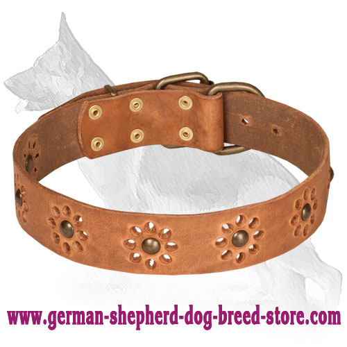 Decorated with Flowers Leather Collar Spring Mood