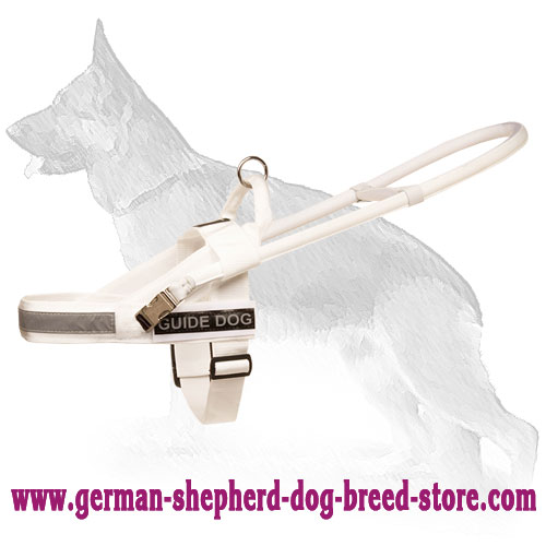 White Nylon German Shepherd Harness for Guide and Assistant Dogs
