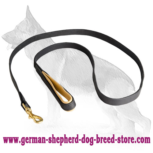 Leather German Shepherd Leash with Support Material on Handle