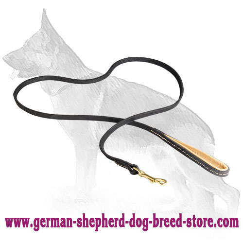 Stitched Leather German Shepherd Leash with Padded Handle