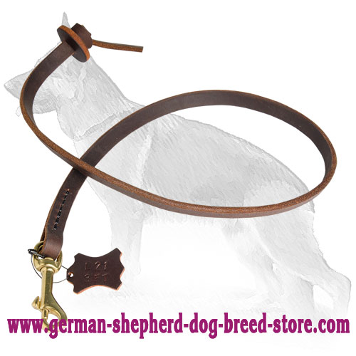 Pocket Leather German Shepherd Leash with Pull Tab 2 foot