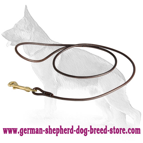 Round Leather German Shepherd Leash for Dog Shows