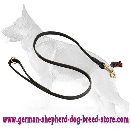Handcrafted Leather German Shepherd Leash with Brass Hardware