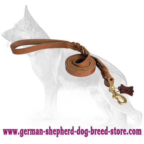 Upgraded Quality Leather German Shepherd Leash with Braids