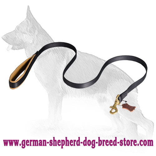 Nylon German Shepherd Leash with Leather Padded Handle - 4 to 6 Foot