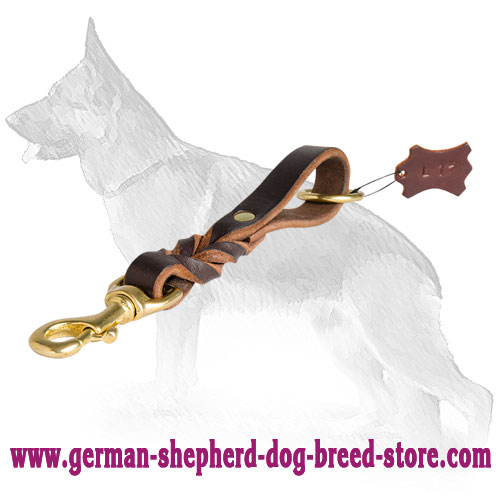 Quick Handling Pull Tab - Short Leather German Shepherd Leash Braided