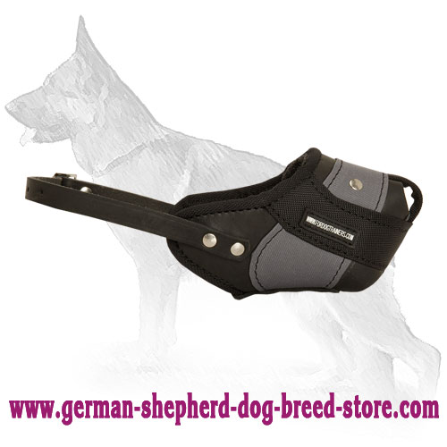 Agitation Training German Shepherd Leather And Nylon Muzzle