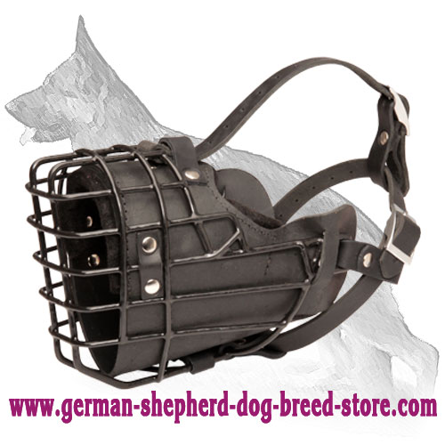 German Shepherd Dog Wire Cage Padded Muzzle