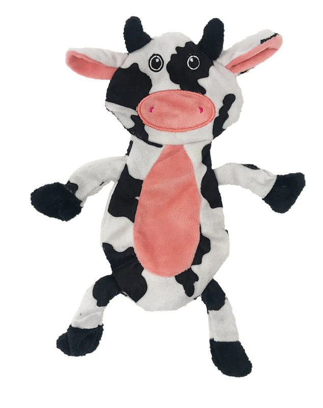 12" Cow Crinkle Flat Dog Toy - Click Image to Close