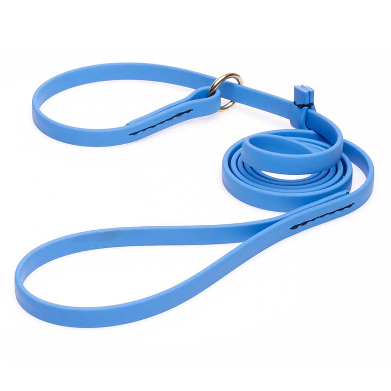 Solid Blue Biothane German Shepherd Leash and Collar Combo