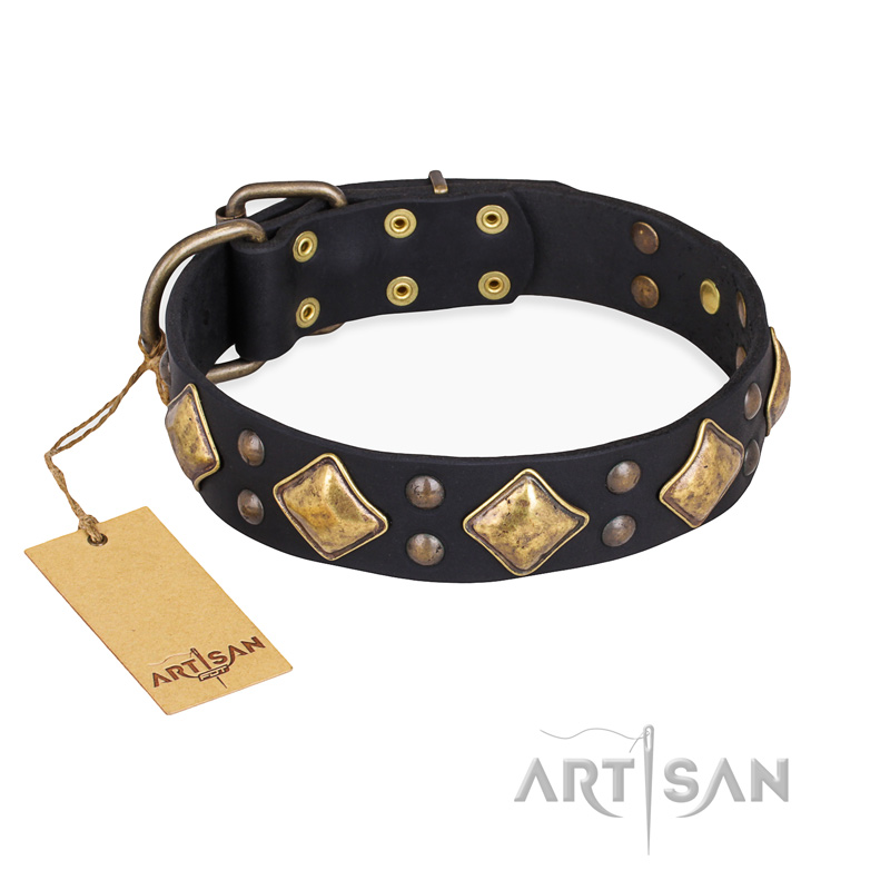 "Fancy-Schmancy" FDT Artisan Studded Leather German Shepherd Collar
