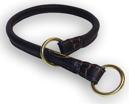 Round leather silent training choke dog collar for GSD