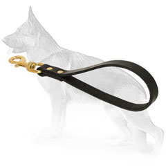 Stitched Short Leather German Shepherd Leash - Handle