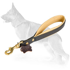 Short Leather German Shepherd Leash Nappa Padded