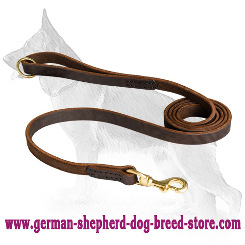 Stitched Handmade Leather German Shepherd Leash 