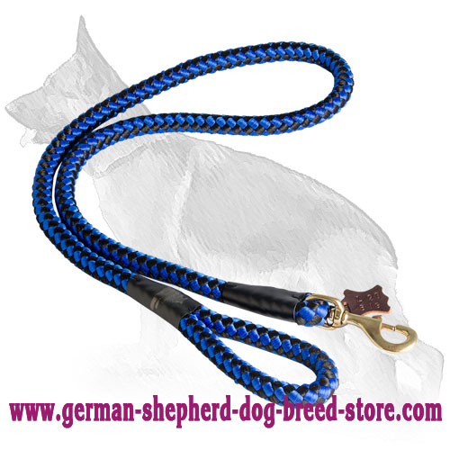 Nylon Cord German Shepherd Leash Blue with Strong Handle